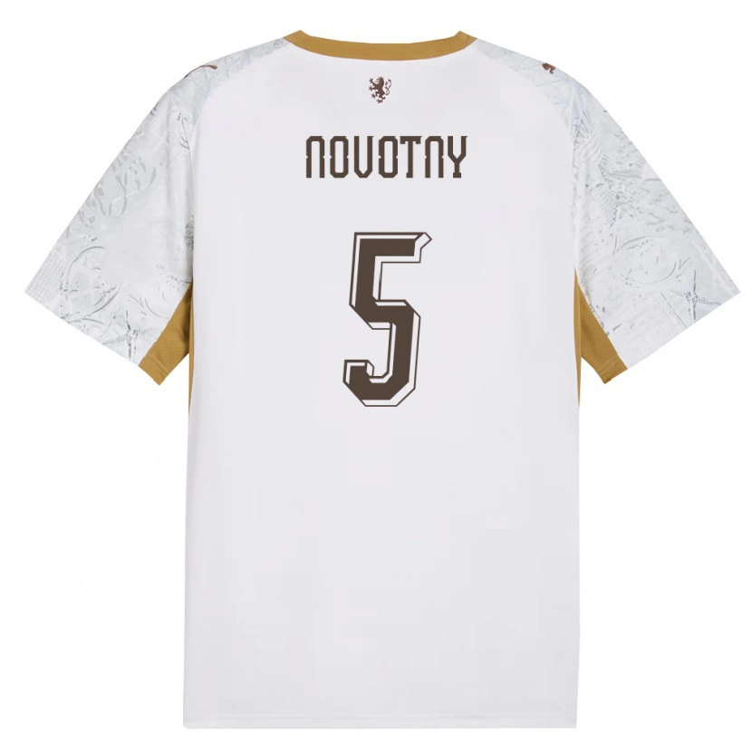 Danxen Barn Tjeckien Adam Novotny #5 Off-White Guld Grå Bortatröja Matchtröjor 26-28 Tröjor T-Tröja