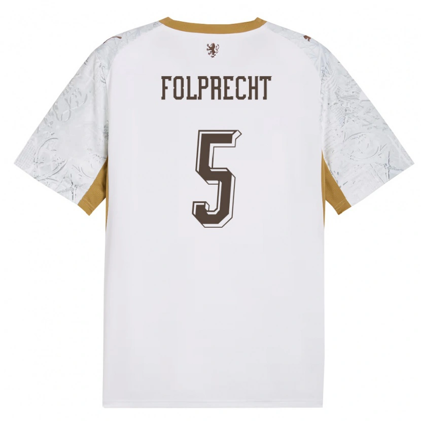 Danxen Barn Tjeckien Michal Folprecht #5 Off-White Guld Grå Bortatröja Matchtröjor 26-28 Tröjor T-Tröja