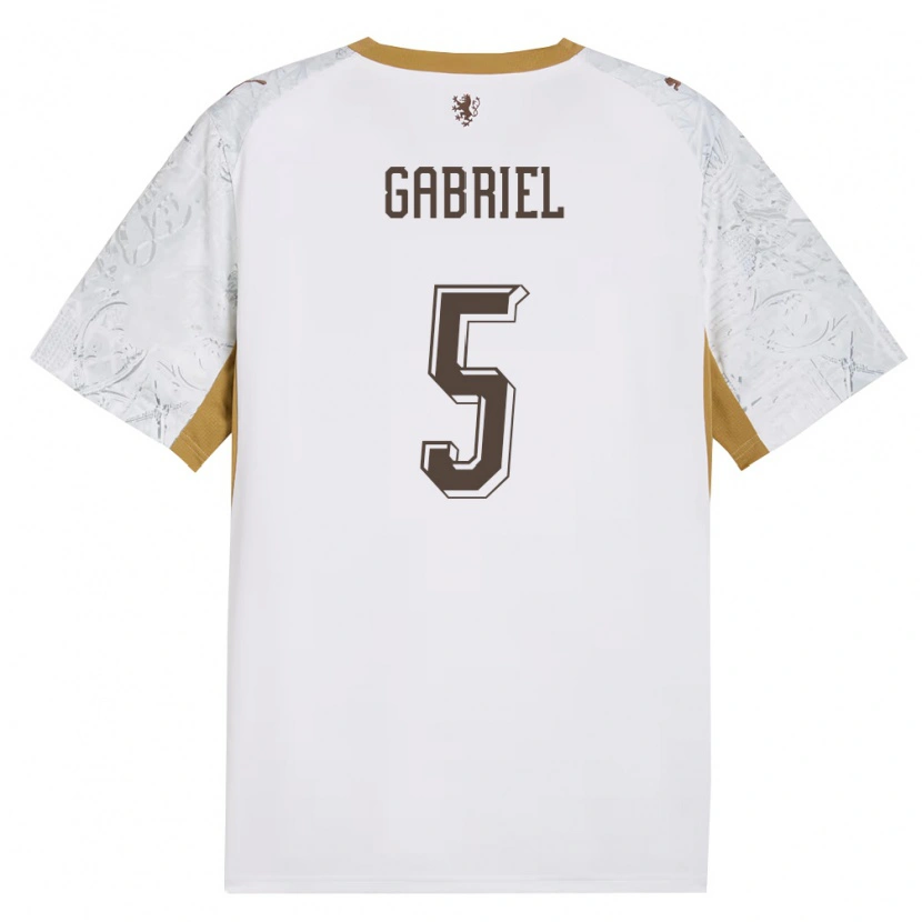 Danxen Barn Tjeckien Adam Gabriel #5 Off-White Guld Grå Bortatröja Matchtröjor 26-28 Tröjor T-Tröja