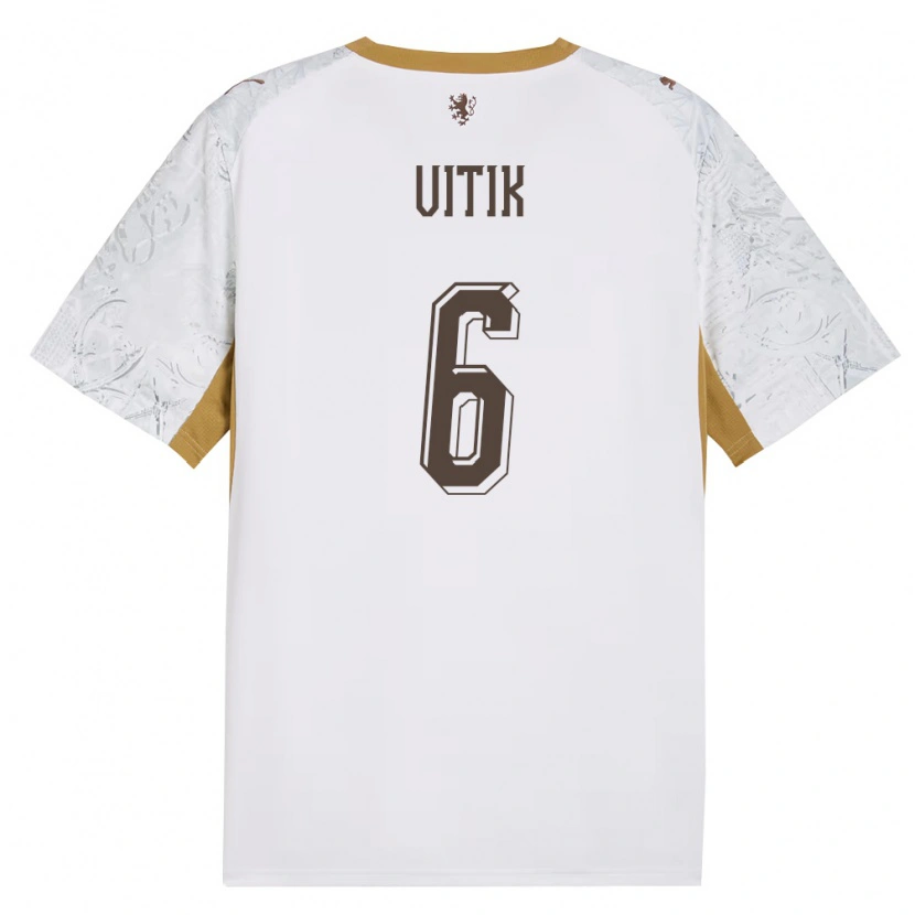 Danxen Barn Tjeckien Martin Vitík #6 Off-White Guld Grå Bortatröja Matchtröjor 26-28 Tröjor T-Tröja