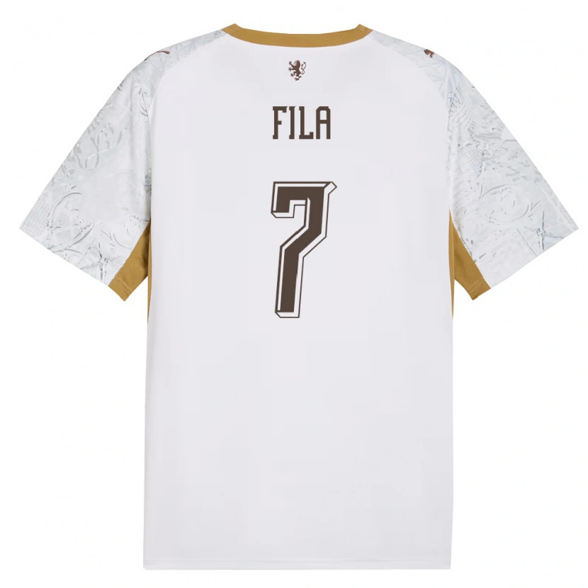 Danxen Barn Tjeckien Daniel Fila #7 Off-White Guld Grå Bortatröja Matchtröjor 26-28 Tröjor T-Tröja