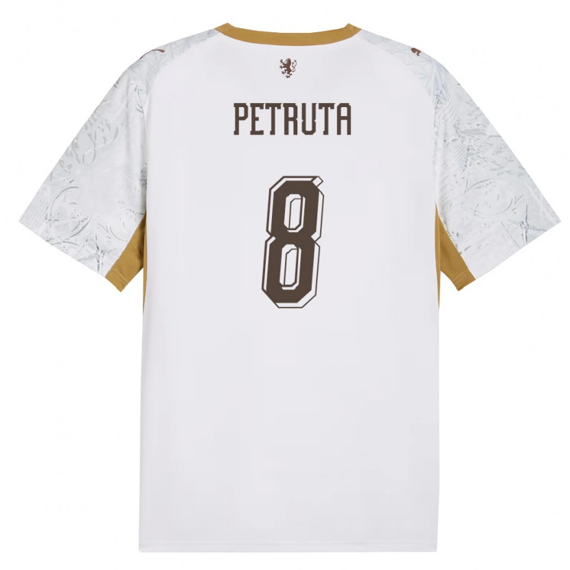 Danxen Barn Tjeckien Stanislav Petruța #8 Off-White Guld Grå Bortatröja Matchtröjor 26-28 Tröjor T-Tröja