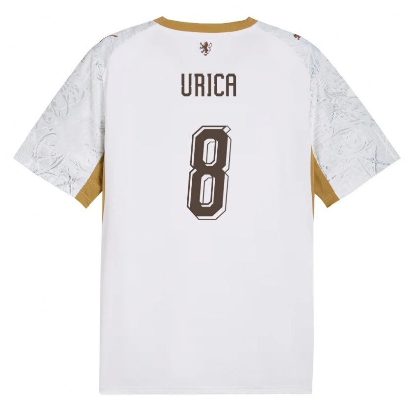 Danxen Barn Tjeckien Adam Urica #8 Off-White Guld Grå Bortatröja Matchtröjor 26-28 Tröjor T-Tröja