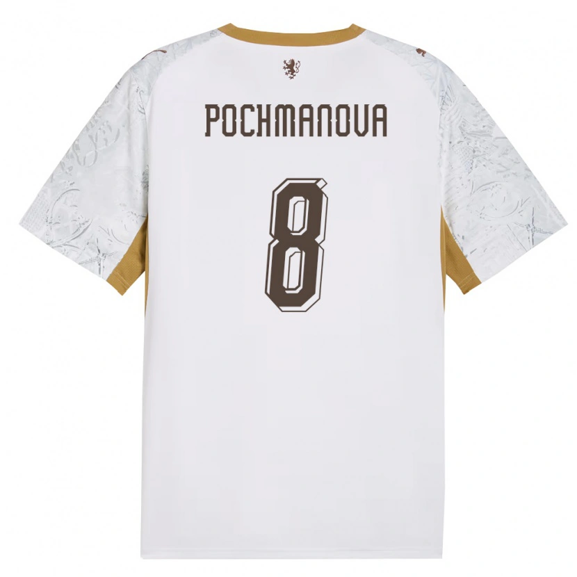 Danxen Barn Tjeckien Aneta Pochmanová #8 Off-White Guld Grå Bortatröja Matchtröjor 26-28 Tröjor T-Tröja