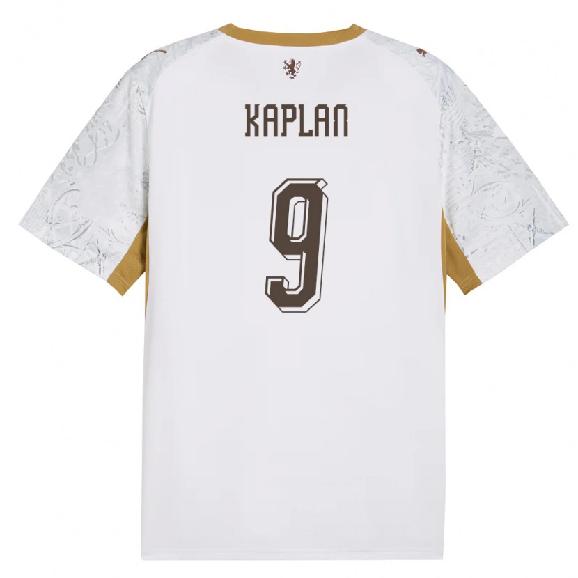 Danxen Barn Tjeckien Jakub Kaplan #9 Off-White Guld Grå Bortatröja Matchtröjor 26-28 Tröjor T-Tröja