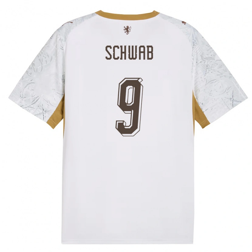 Danxen Barn Tjeckien Ondrej Schwab #9 Off-White Guld Grå Bortatröja Matchtröjor 26-28 Tröjor T-Tröja