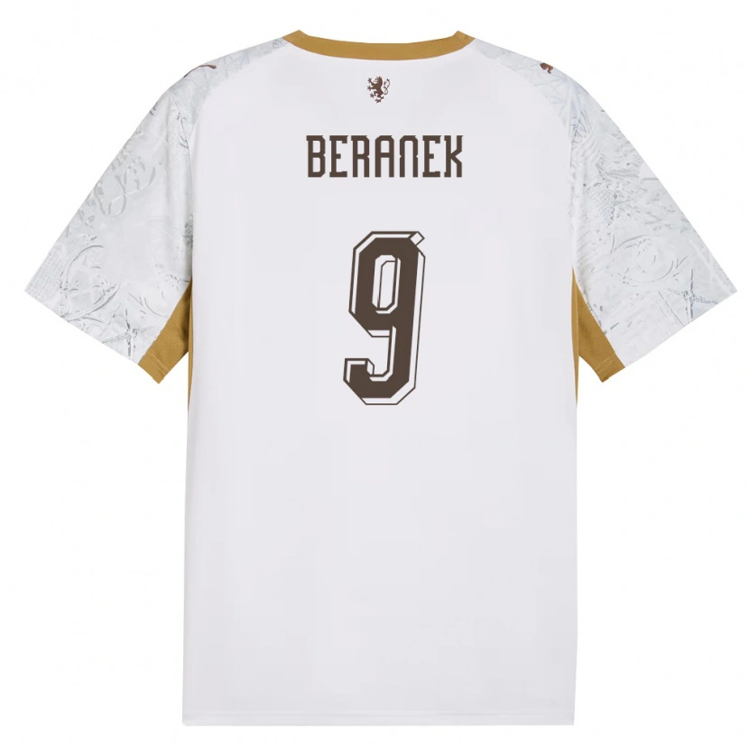 Danxen Barn Tjeckien Marek Beranek #9 Off-White Guld Grå Bortatröja Matchtröjor 26-28 Tröjor T-Tröja
