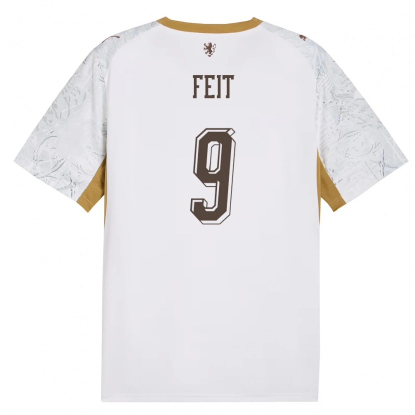 Danxen Barn Tjeckien Jan Feit #9 Off-White Guld Grå Bortatröja Matchtröjor 26-28 Tröjor T-Tröja