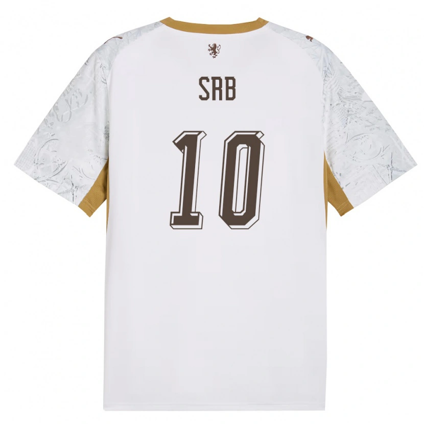 Danxen Barn Tjeckien Matous Srb #10 Off-White Guld Grå Bortatröja Matchtröjor 26-28 Tröjor T-Tröja