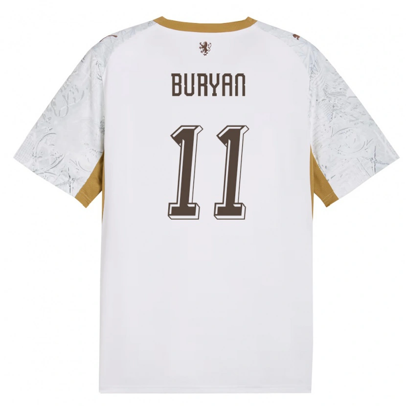 Danxen Barn Tjeckien Jan Buryan #11 Off-White Guld Grå Bortatröja Matchtröjor 26-28 Tröjor T-Tröja