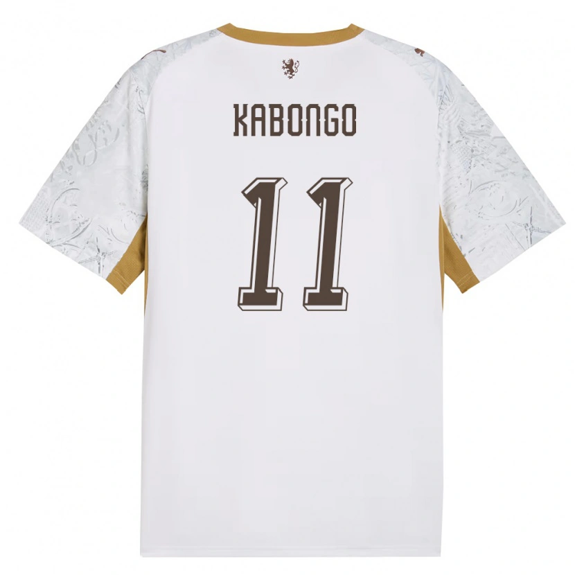 Danxen Barn Tjeckien Christophe Kabongo #11 Off-White Guld Grå Bortatröja Matchtröjor 26-28 Tröjor T-Tröja