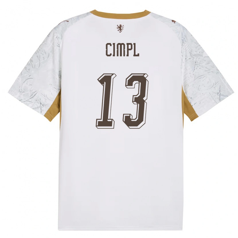 Danxen Barn Tjeckien Tomas Cimpl #13 Off-White Guld Grå Bortatröja Matchtröjor 26-28 Tröjor T-Tröja