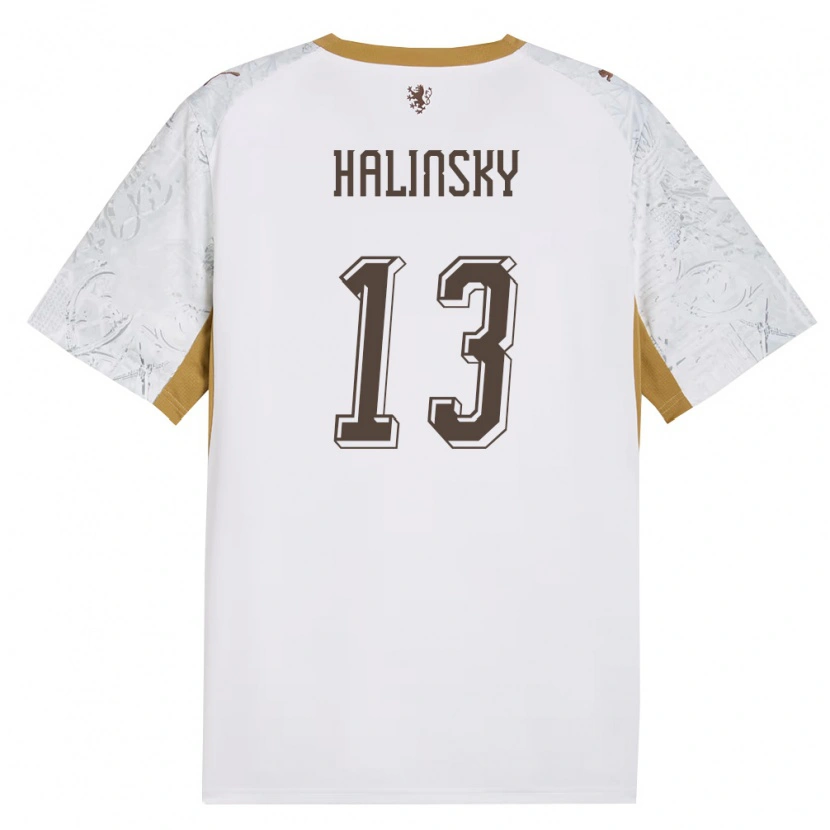 Danxen Barn Tjeckien Denis Halinsky #13 Off-White Guld Grå Bortatröja Matchtröjor 26-28 Tröjor T-Tröja