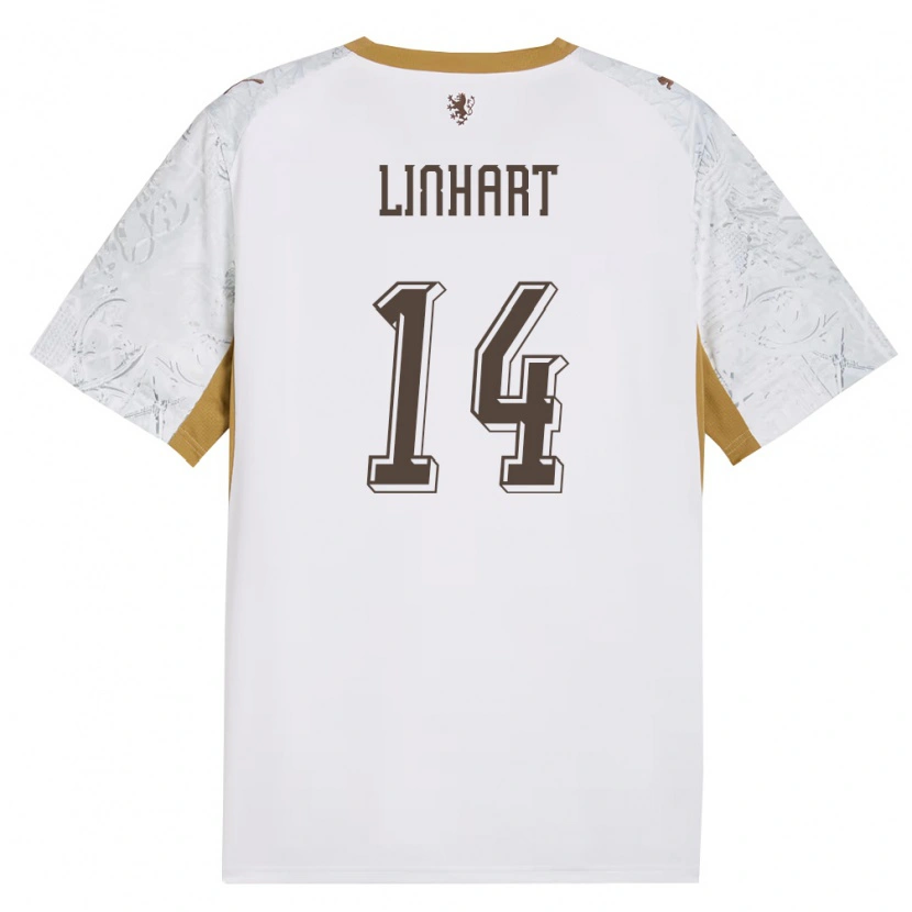 Danxen Barn Tjeckien Lukas Linhart #14 Off-White Guld Grå Bortatröja Matchtröjor 26-28 Tröjor T-Tröja