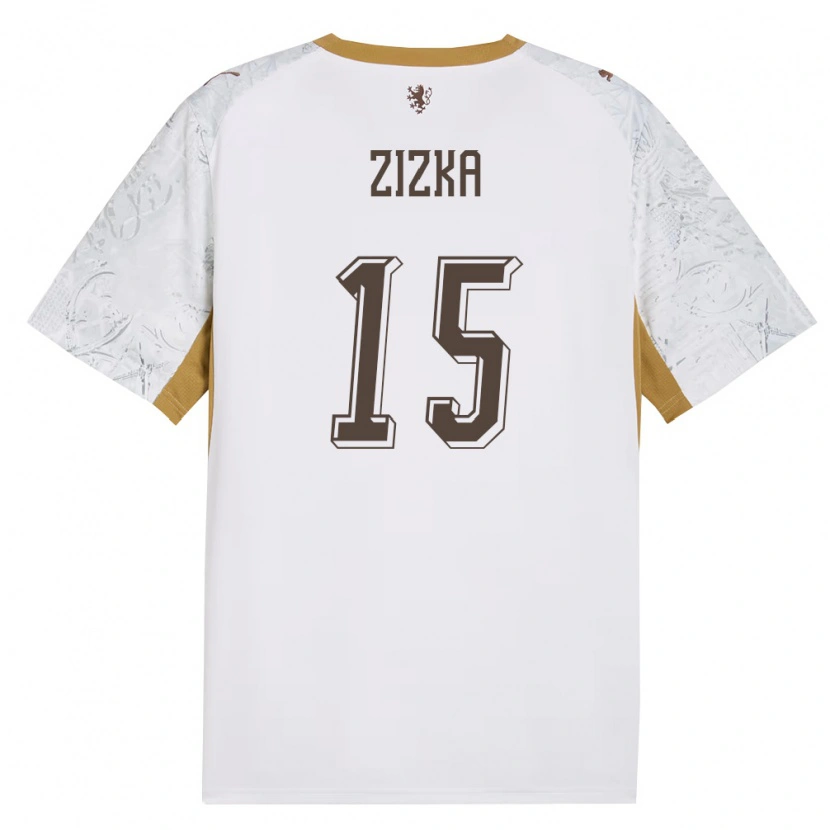 Danxen Barn Tjeckien Vladimir Zizka #15 Off-White Guld Grå Bortatröja Matchtröjor 26-28 Tröjor T-Tröja