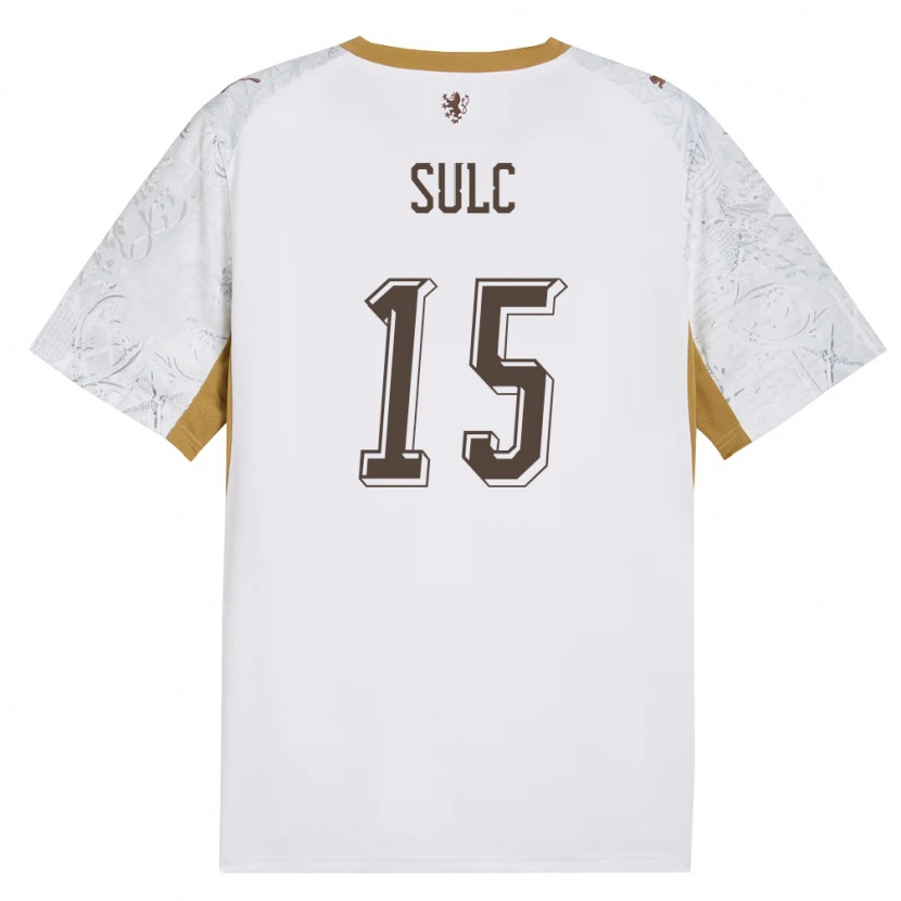 Danxen Barn Tjeckien Pavel Sulc #15 Off-White Guld Grå Bortatröja Matchtröjor 26-28 Tröjor T-Tröja