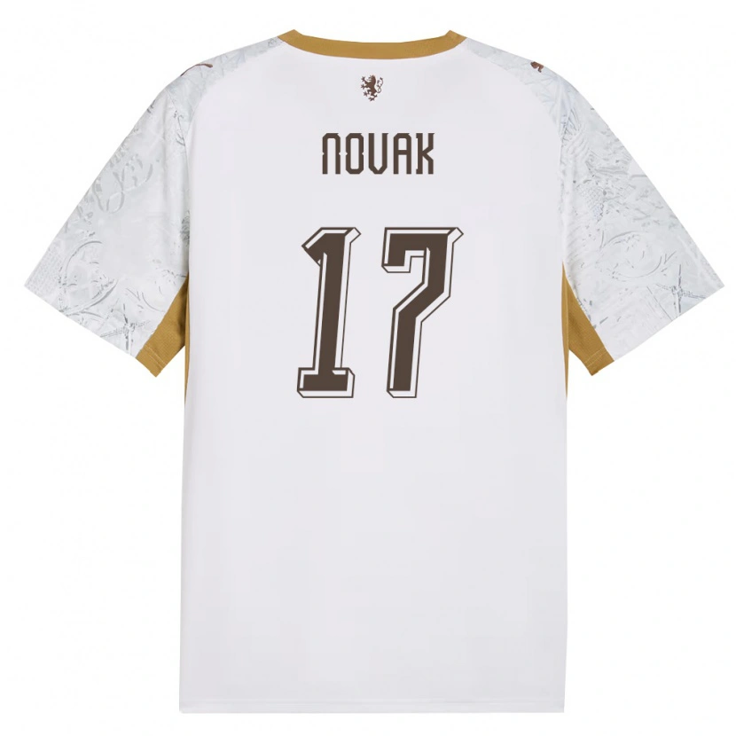 Danxen Barn Tjeckien Adam Novak #17 Off-White Guld Grå Bortatröja Matchtröjor 26-28 Tröjor T-Tröja