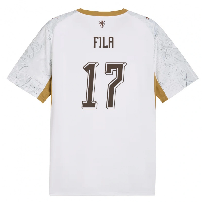 Danxen Barn Tjeckien Lukas Fila #17 Off-White Guld Grå Bortatröja Matchtröjor 26-28 Tröjor T-Tröja