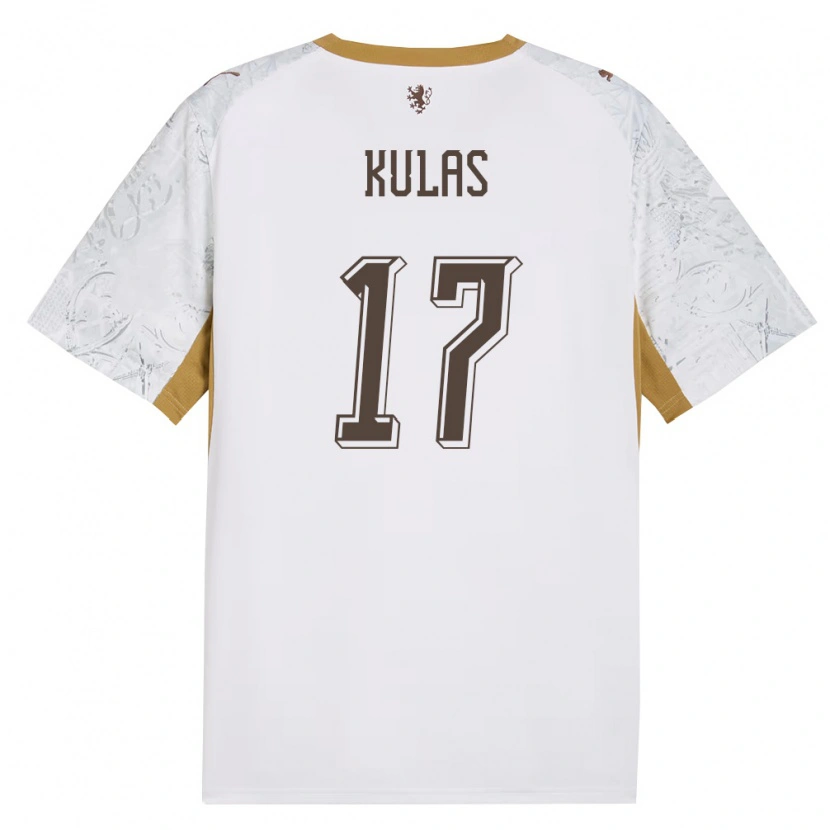 Danxen Barn Tjeckien Martin Kulas #17 Off-White Guld Grå Bortatröja Matchtröjor 26-28 Tröjor T-Tröja