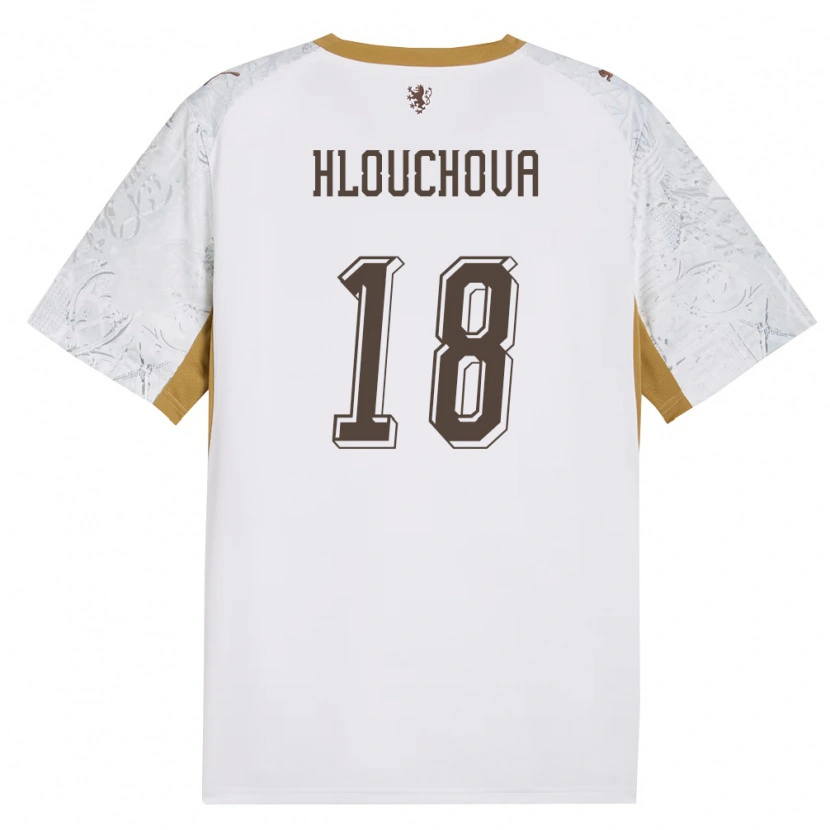 Danxen Barn Tjeckien Radka Hlouchová #18 Off-White Guld Grå Bortatröja Matchtröjor 26-28 Tröjor T-Tröja