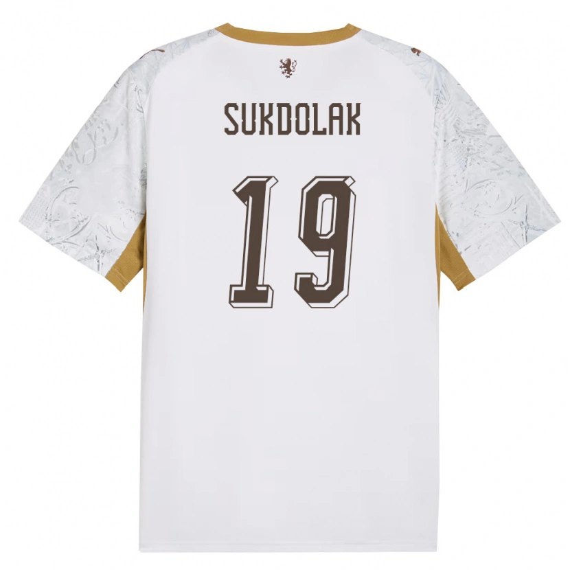 Danxen Barn Tjeckien Ales Sukdolak #19 Off-White Guld Grå Bortatröja Matchtröjor 26-28 Tröjor T-Tröja