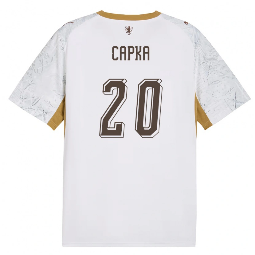 Danxen Barn Tjeckien Filip Capka #20 Off-White Guld Grå Bortatröja Matchtröjor 26-28 Tröjor T-Tröja