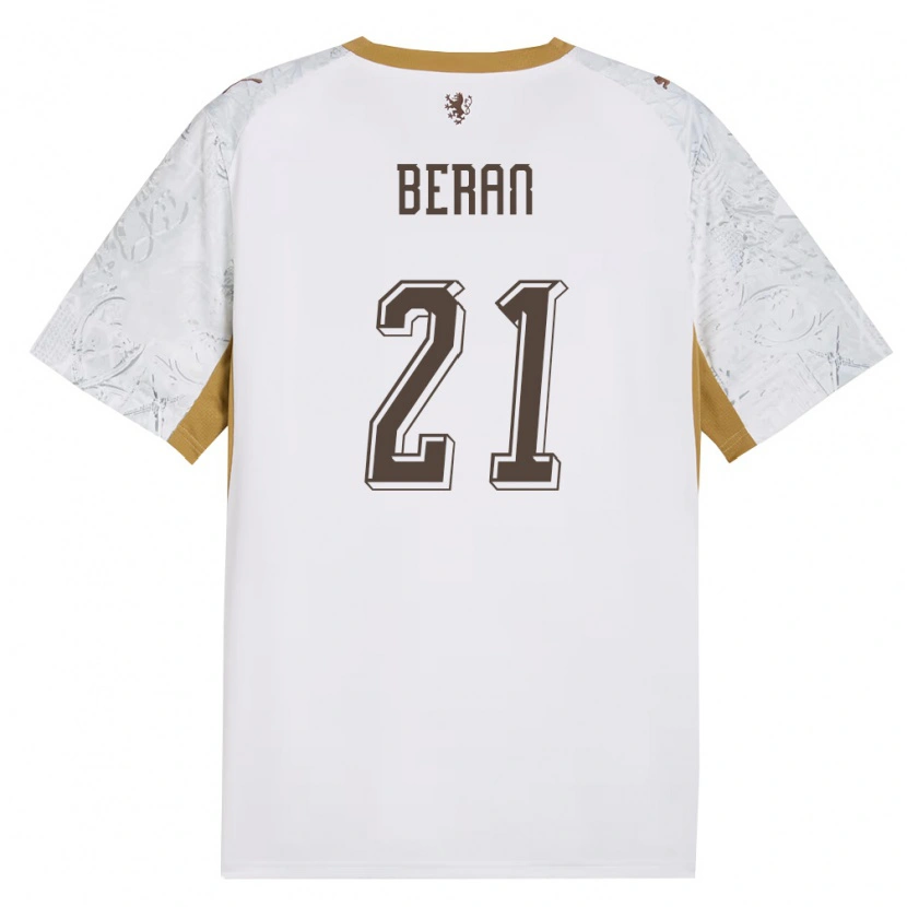 Danxen Barn Tjeckien Michal Beran #21 Off-White Guld Grå Bortatröja Matchtröjor 26-28 Tröjor T-Tröja