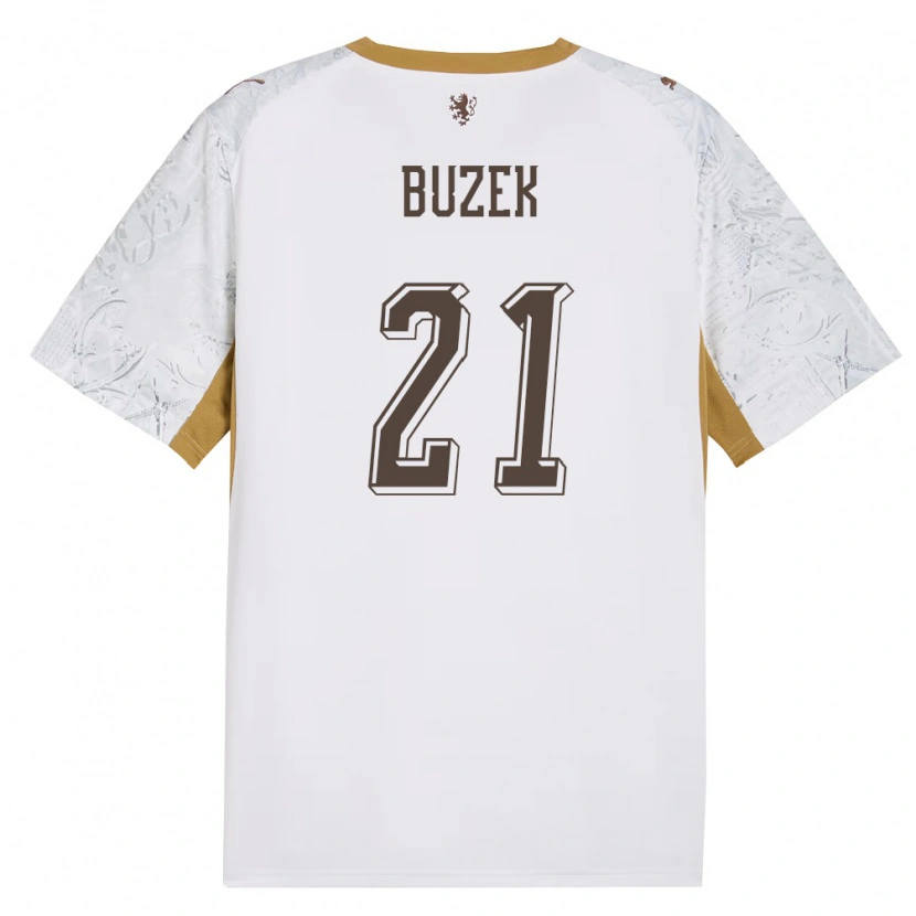 Danxen Barn Tjeckien Alexandr Buzek #21 Off-White Guld Grå Bortatröja Matchtröjor 26-28 Tröjor T-Tröja