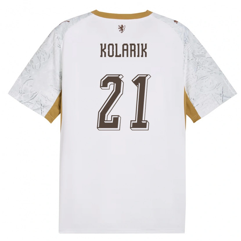 Danxen Barn Tjeckien Josef Kolarik #21 Off-White Guld Grå Bortatröja Matchtröjor 26-28 Tröjor T-Tröja