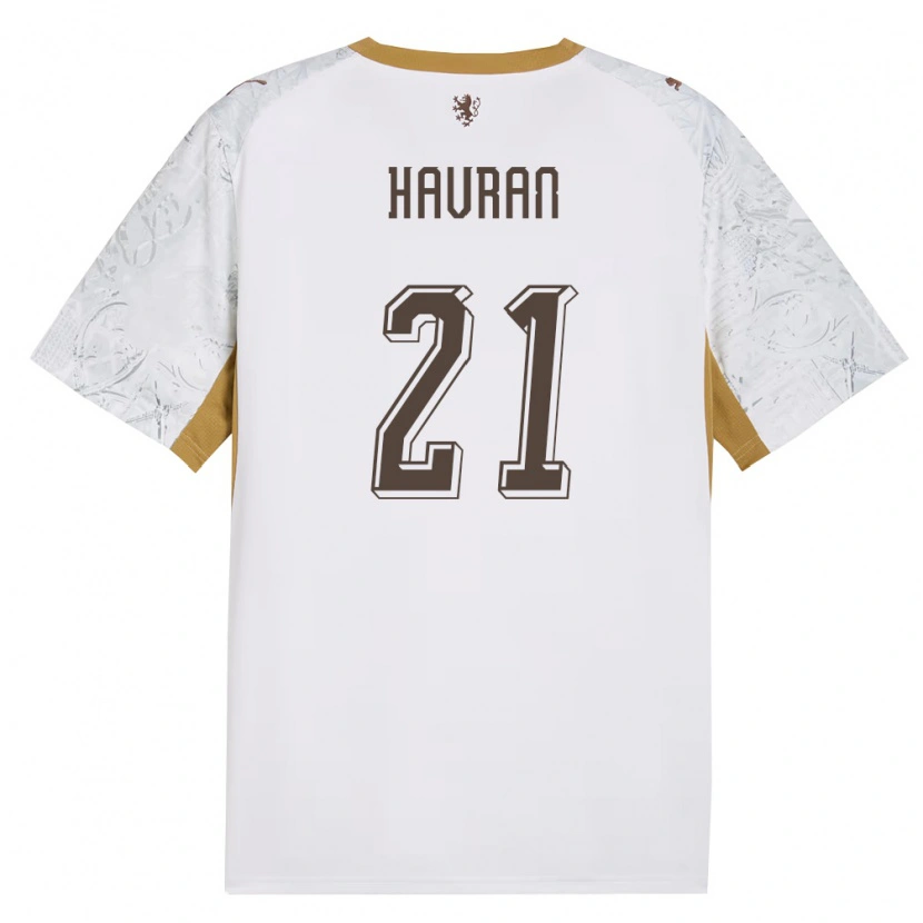 Danxen Barn Tjeckien Marek Havran #21 Off-White Guld Grå Bortatröja Matchtröjor 26-28 Tröjor T-Tröja