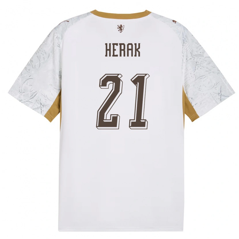 Danxen Barn Tjeckien Frantisek Herak #21 Off-White Guld Grå Bortatröja Matchtröjor 26-28 Tröjor T-Tröja