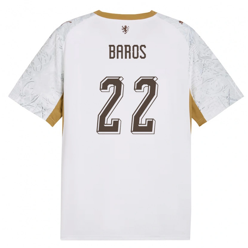 Danxen Barn Tjeckien Simon Baros #22 Off-White Guld Grå Bortatröja Matchtröjor 26-28 Tröjor T-Tröja