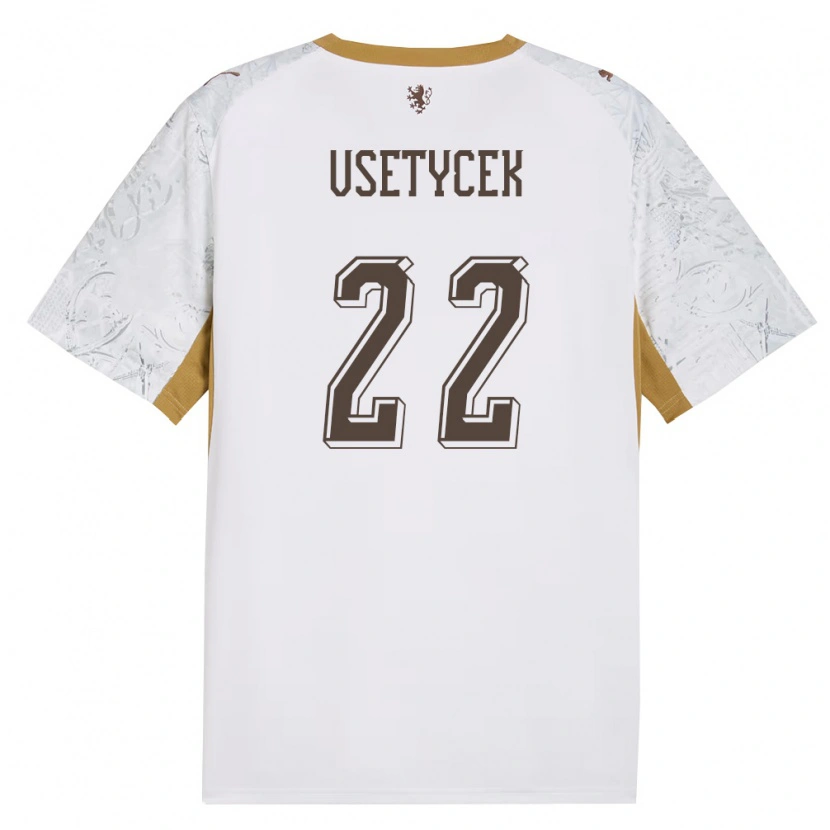 Danxen Barn Tjeckien Adam Vsetycek #22 Off-White Guld Grå Bortatröja Matchtröjor 26-28 Tröjor T-Tröja