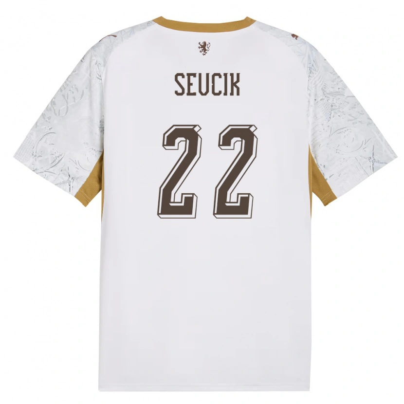 Danxen Barn Tjeckien Michal Sevcik #22 Off-White Guld Grå Bortatröja Matchtröjor 26-28 Tröjor T-Tröja