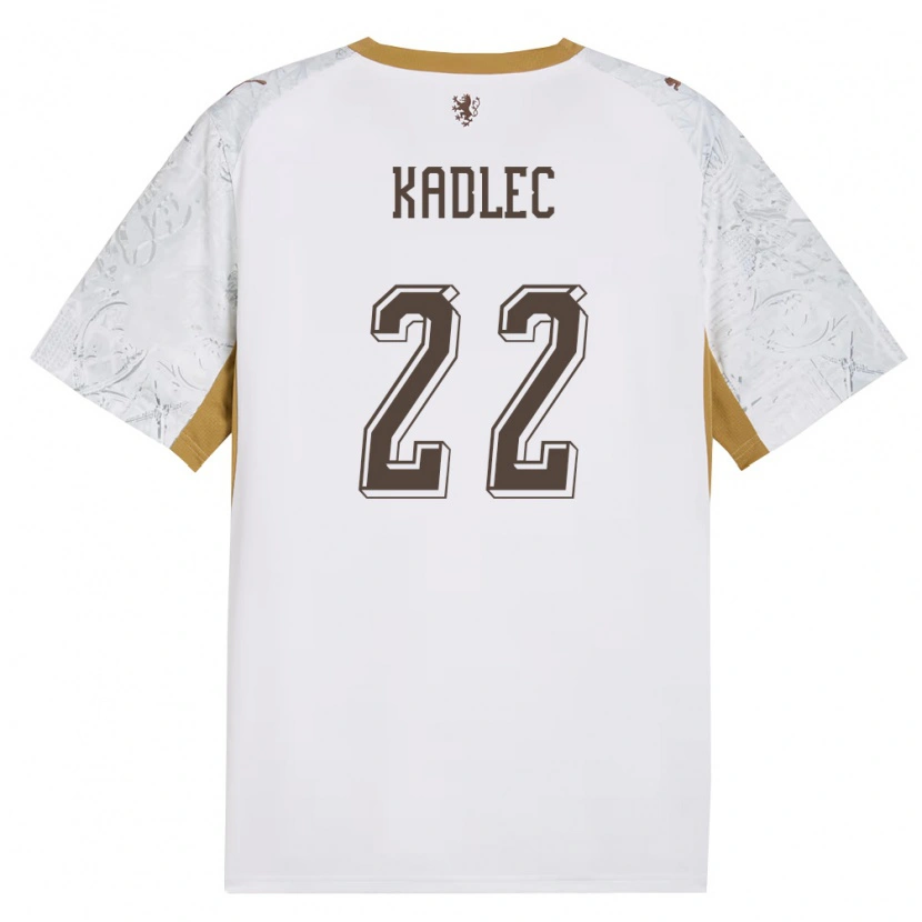 Danxen Barn Tjeckien Adam Kadlec #22 Off-White Guld Grå Bortatröja Matchtröjor 26-28 Tröjor T-Tröja