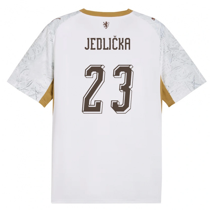 Danxen Barn Tjeckien Martin Jedlicka #23 Off-White Guld Grå Bortatröja Matchtröjor 26-28 Tröjor T-Tröja
