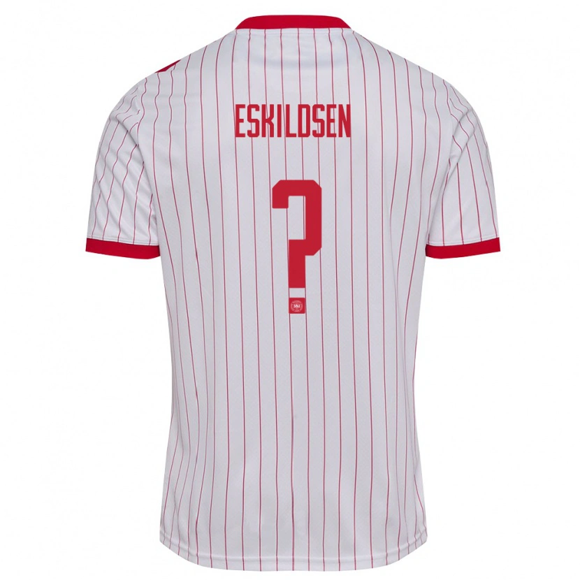 Danxen Barn Danmark Marcus Eskildsen #0 Vit Röd Bortatröja Matchtröjor 26-28 Tröjor T-Tröja