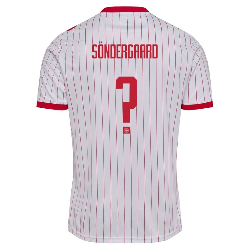 Danxen Barn Danmark Philip Søndergaard #0 Vit Röd Bortatröja Matchtröjor 26-28 Tröjor T-Tröja