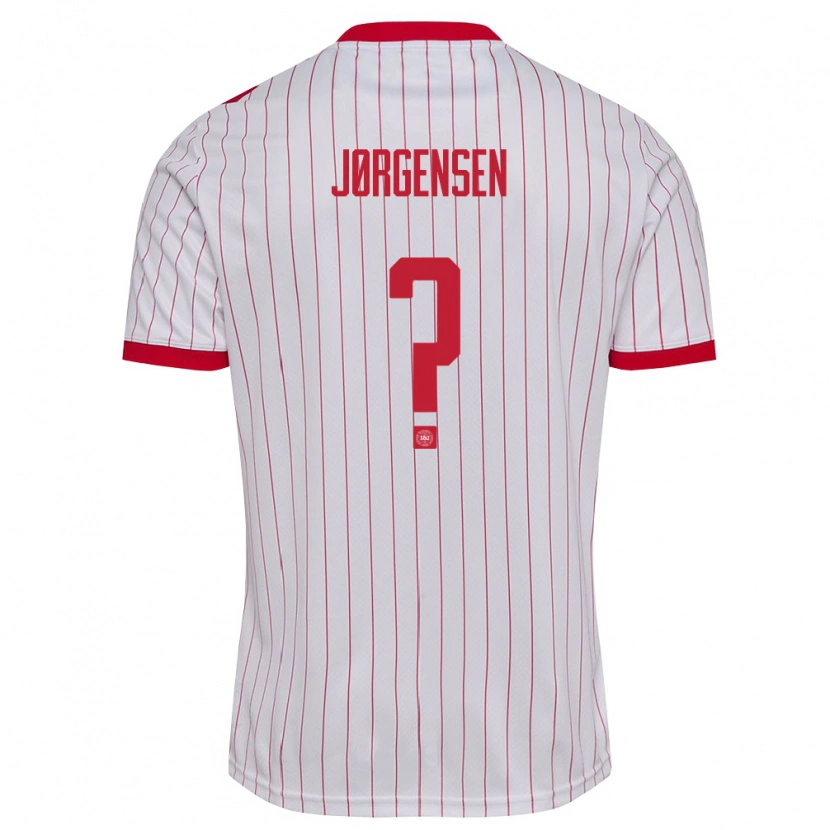 Danxen Barn Danmark Mads Jørgensen #0 Vit Röd Bortatröja Matchtröjor 26-28 Tröjor T-Tröja