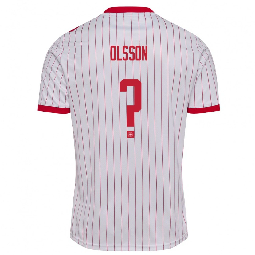 Danxen Barn Danmark Cornelius Olsson #0 Vit Röd Bortatröja Matchtröjor 26-28 Tröjor T-Tröja