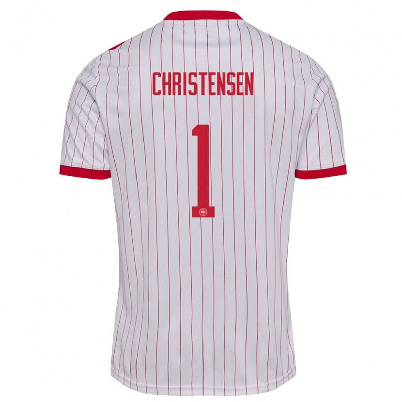 Danxen Barn Danmark Lene Christensen #1 Vit Röd Bortatröja Matchtröjor 26-28 Tröjor T-Tröja