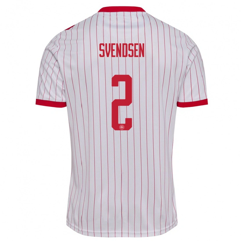 Danxen Barn Danmark Oliver Svendsen #2 Vit Röd Bortatröja Matchtröjor 26-28 Tröjor T-Tröja