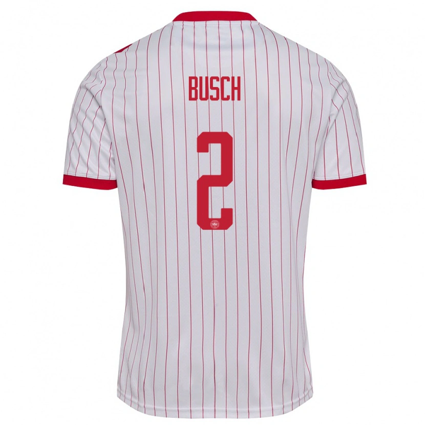 Danxen Barn Danmark Alexander Busch #2 Vit Röd Bortatröja Matchtröjor 26-28 Tröjor T-Tröja