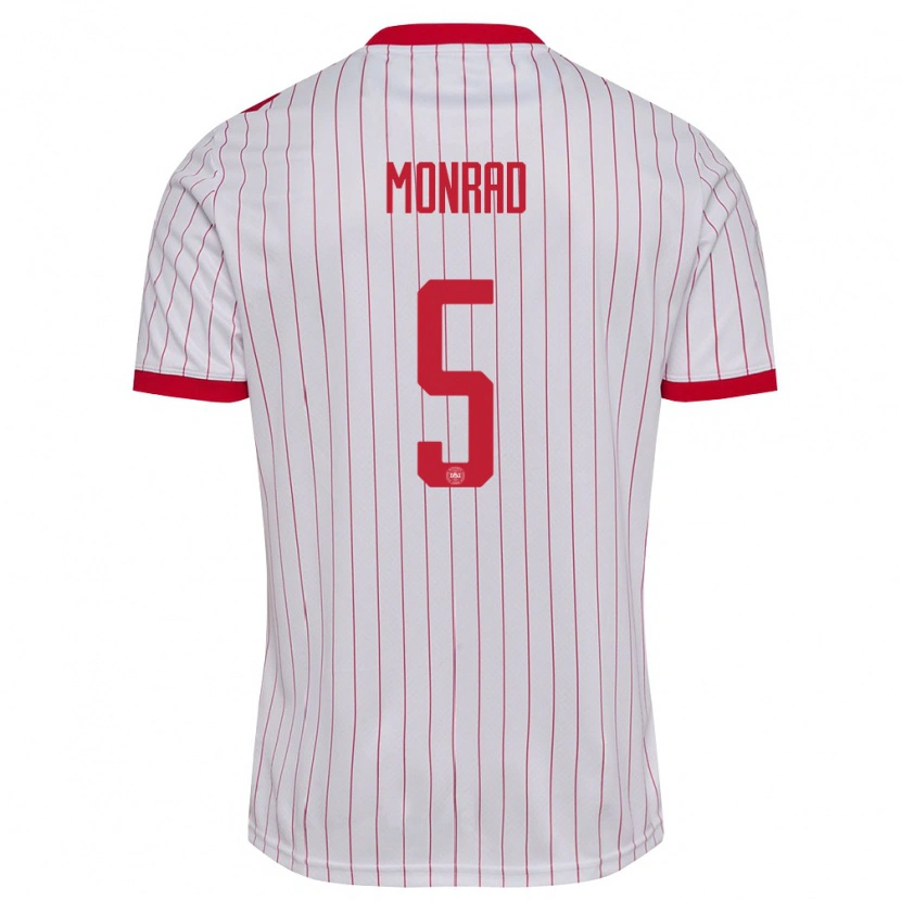 Danxen Barn Danmark Emil Monrad #5 Vit Röd Bortatröja Matchtröjor 26-28 Tröjor T-Tröja