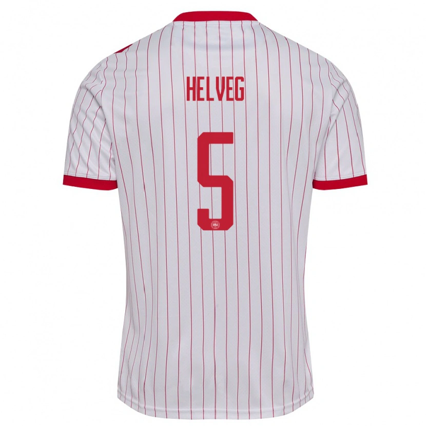 Danxen Barn Danmark Richard Helveg #5 Vit Röd Bortatröja Matchtröjor 26-28 Tröjor T-Tröja