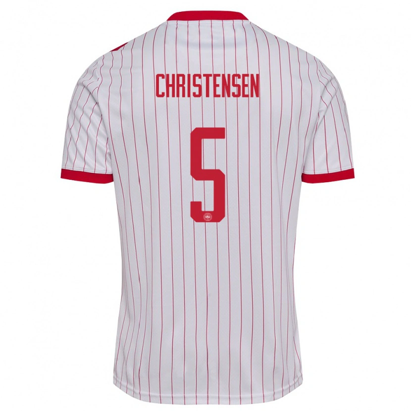 Danxen Barn Danmark Aske Christensen #5 Vit Röd Bortatröja Matchtröjor 26-28 Tröjor T-Tröja