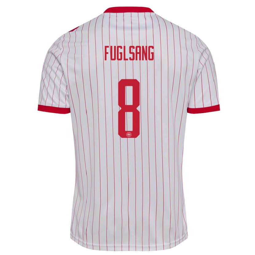 Danxen Barn Danmark Adam Fuglsang #8 Vit Röd Bortatröja Matchtröjor 26-28 Tröjor T-Tröja