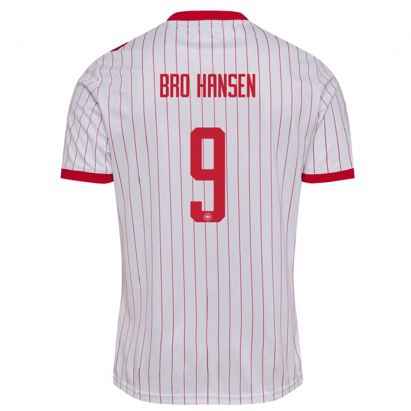 Danxen Barn Danmark Mikkel Bro Hansen #9 Vit Röd Bortatröja Matchtröjor 26-28 Tröjor T-Tröja