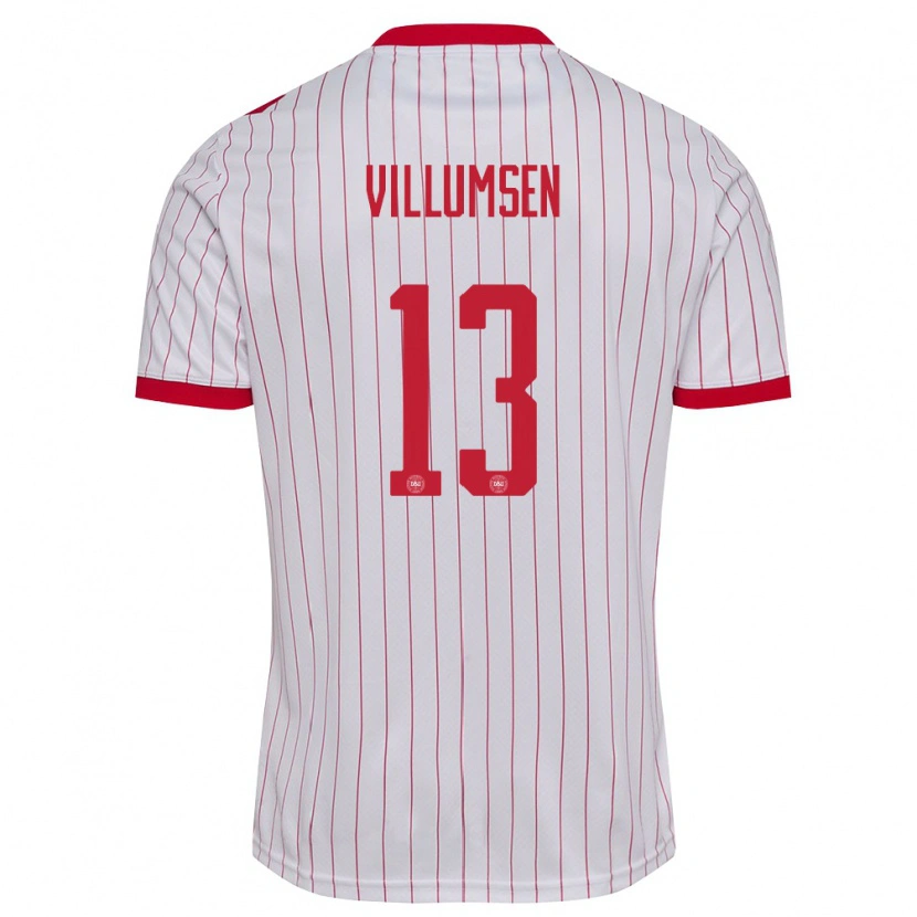Danxen Barn Danmark Elias Villumsen #13 Vit Röd Bortatröja Matchtröjor 26-28 Tröjor T-Tröja