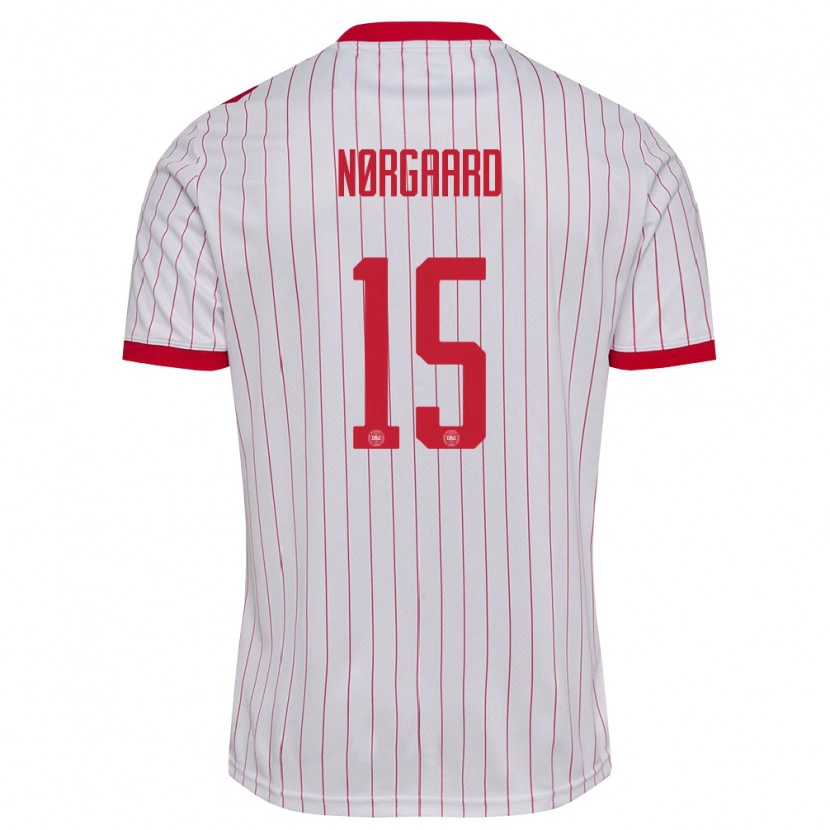 Danxen Barn Danmark Christian Nørgaard #15 Vit Röd Bortatröja Matchtröjor 26-28 Tröjor T-Tröja